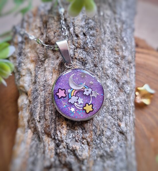 Kolekcja Tęczowe Sny - Brokatowy Wisiorek - Rękodzieło z żywicy